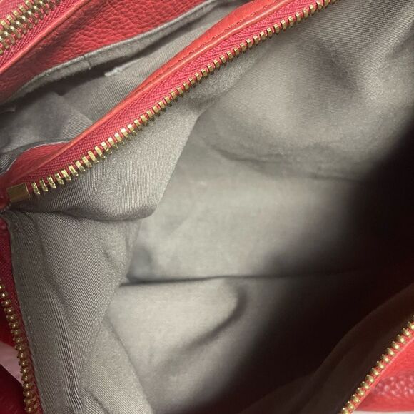 J Crew Elegant Red Leather Hobo Bag gold tone hardwares - Picture 12 of 14